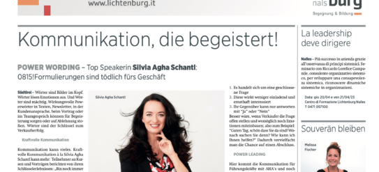 Die Top Speakerin Silvia Agha-Schantl im Interview über POWER WORDING und Kommunikation mit der Zeitung lichtenburg